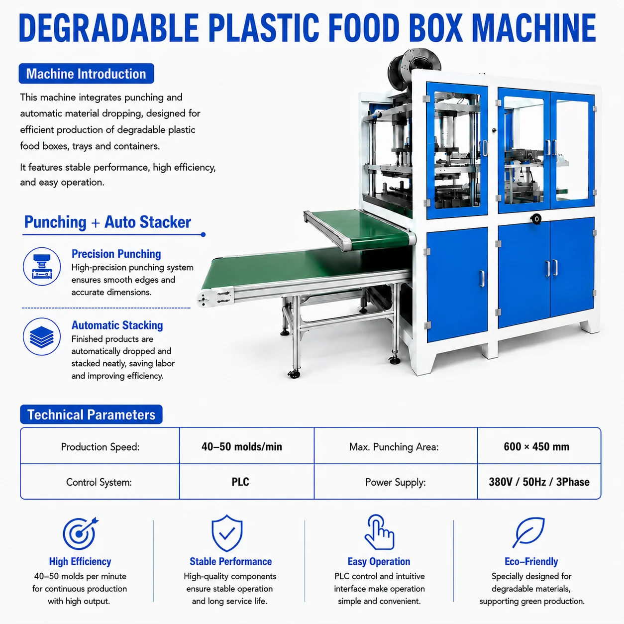 Biodegradable Rice Husk Plate Machine Disposable Thermoforming Tableware Food Container Pla (Corn Starch) Plate Making Machine
