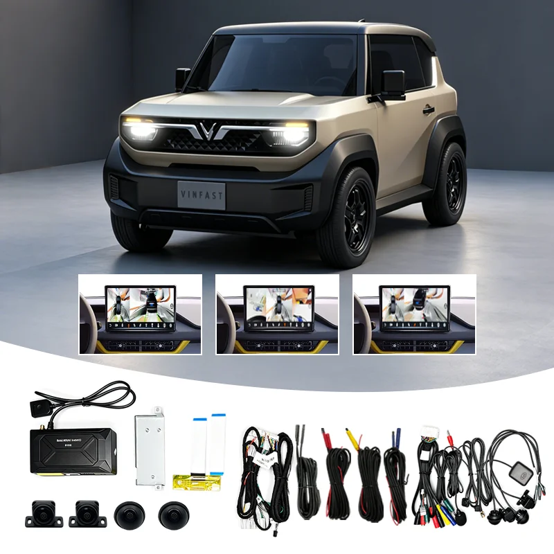 Wemaer Android+Original Dual System Kit 3D Panoramic Cameras 360 Degree Car Bird View Camera for Vinfast VF3 Limo Green MPV7