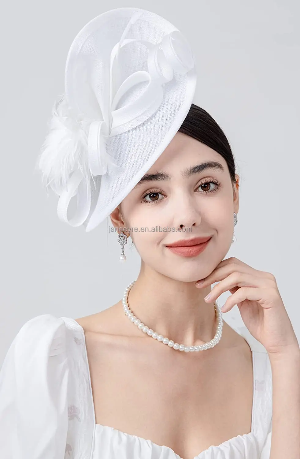 Premium Fascinators Hat For Women Derby Wedding Feather Sinamay Fascinator Tea Party Bride