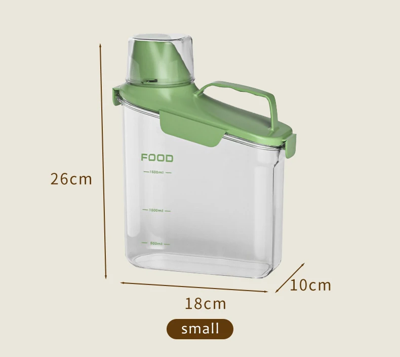 RoHs Airtight Lids Kitchen Organizer with Measuring Cup Storage Food Cereal Dispenser Stocked Clear PET Kitchen Food Pantry
