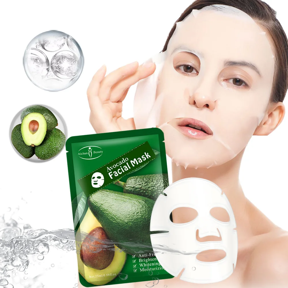 Aichun Beauty Shea Butter Sheet Mask Face Whitening Moisturizing Skin Care Avocado Facial Mask