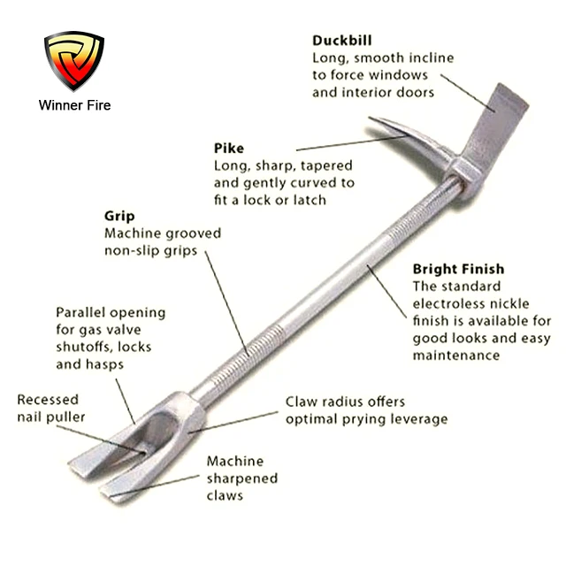 Fire Rescue Forcible Entry Hooligan Tool Halligan Bar with Prying Claw