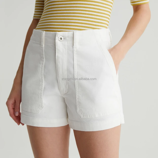 Custom Women's Denim Shorts Design Summer Pure Cotton Denim Washed Shorts Street Wear Baggy High-Rise Shorts