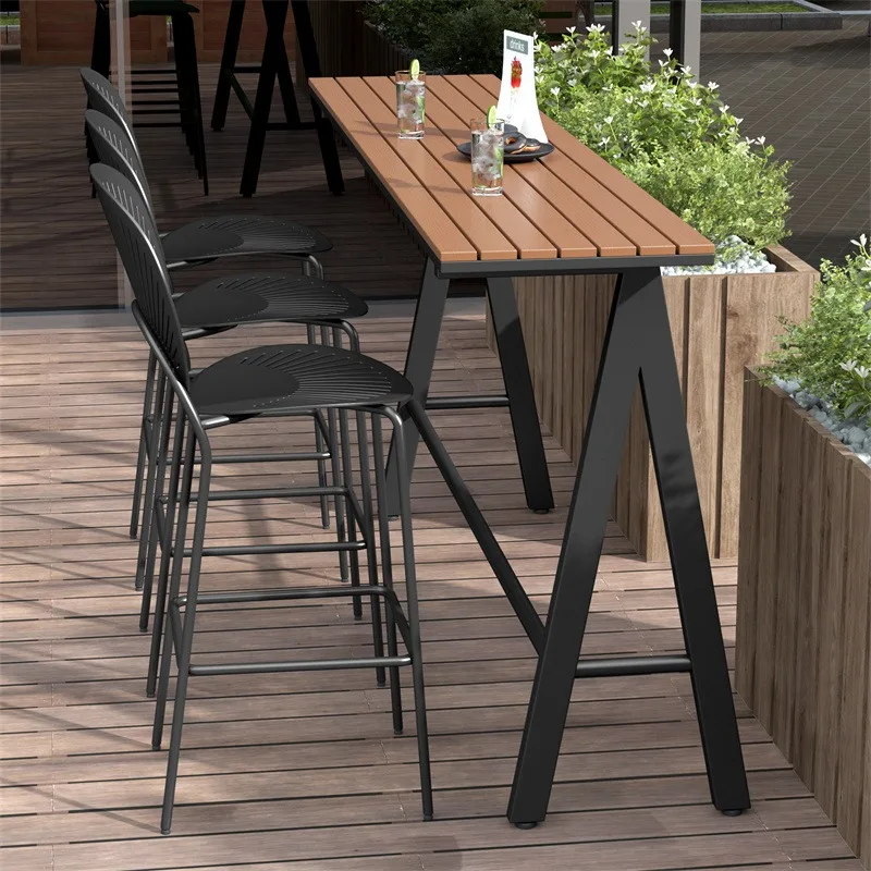 Waterproof Outdoor Coffee Shop Table Chair Combination Long Strip