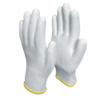 white Assembly Work Gloves PU Palm Coated 13 gauge  knitted work gloves