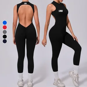 Best Quality Quick Drying Breathable Sports Fitness Bodysuit Custom Backless Moisture-Wicking Sleeveless Butt Lift Yoga Jumpsuit