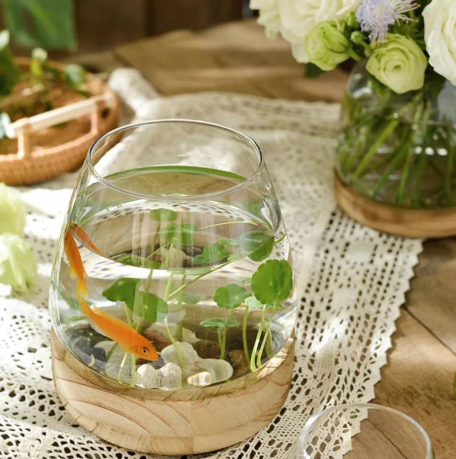 ドロップシッピング透明ガラス花瓶リビングルーム水生植物緑大根