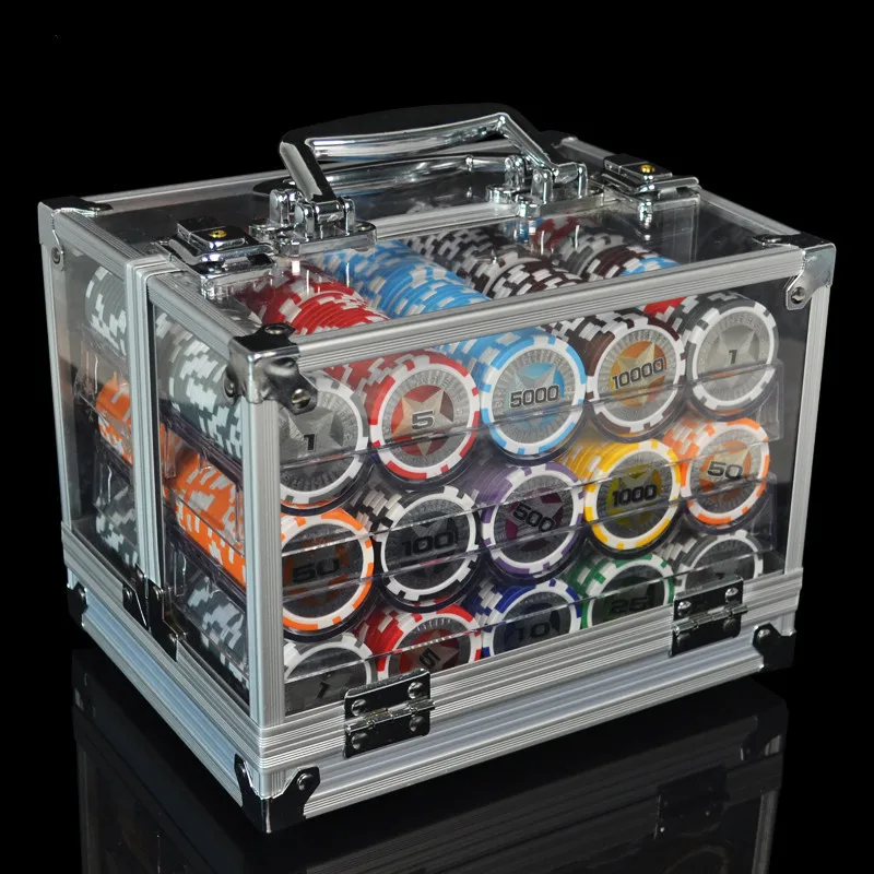 600PCS/set ABS Poker Chips Baccarat Chip Sets with Acrylic Box