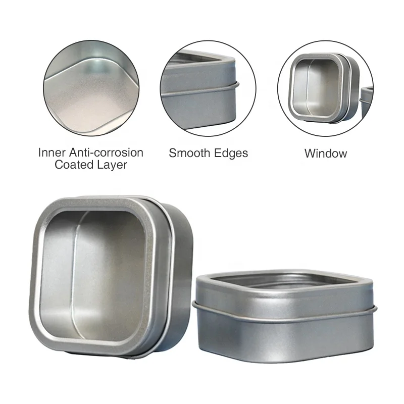 Square Badge Usb Earphone Electronics Packaging Tin Case Metal Tin Box With Sponge Foam Insert