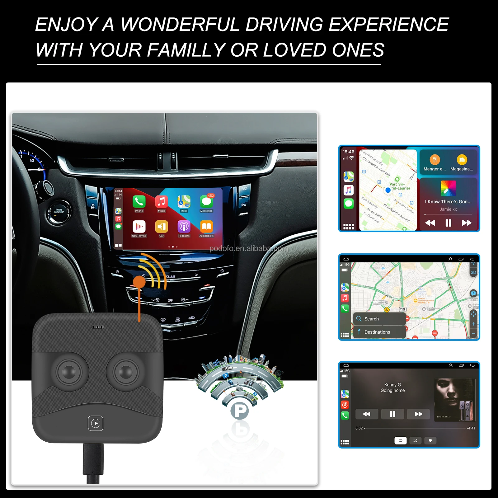 奥迪奔驰大众沃尔沃丰田通用串行总线/c型端口的podofo Carplay Ai盒ota无线carplay加密狗激活器汽车系统升级 - Buy ...