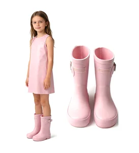 Babyhappy 2026 OEM/ODM Toddler Children Rubber Antu-slip Pink Gorl Rain Boots Waterproof Boots for Kids