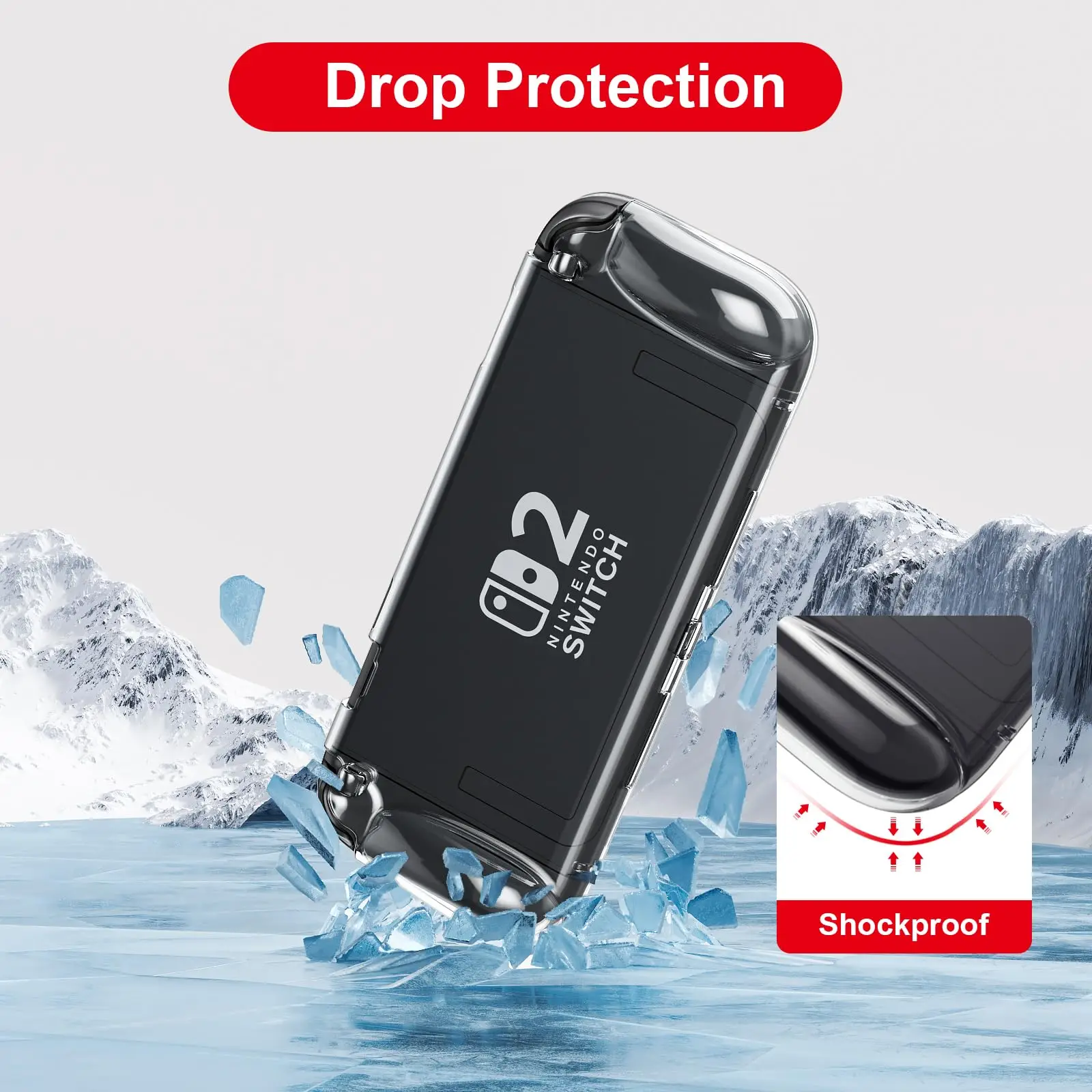 product laudtec for switch 2 case 2025 sanyetral premium soft tpu lightweight shockproof clear cover for nintendo-5