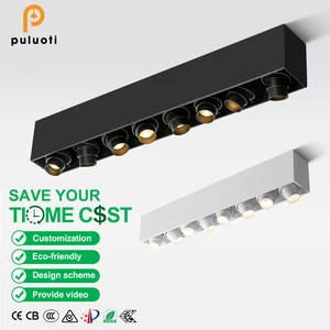PULUOTI Commercial Zoomable Cob LED Spotlight 15° 24° 38° 60° Surface Mounted Modern Design Aluminum Shop Light System