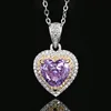 Ice Flower cut purple diamond pendant with chain