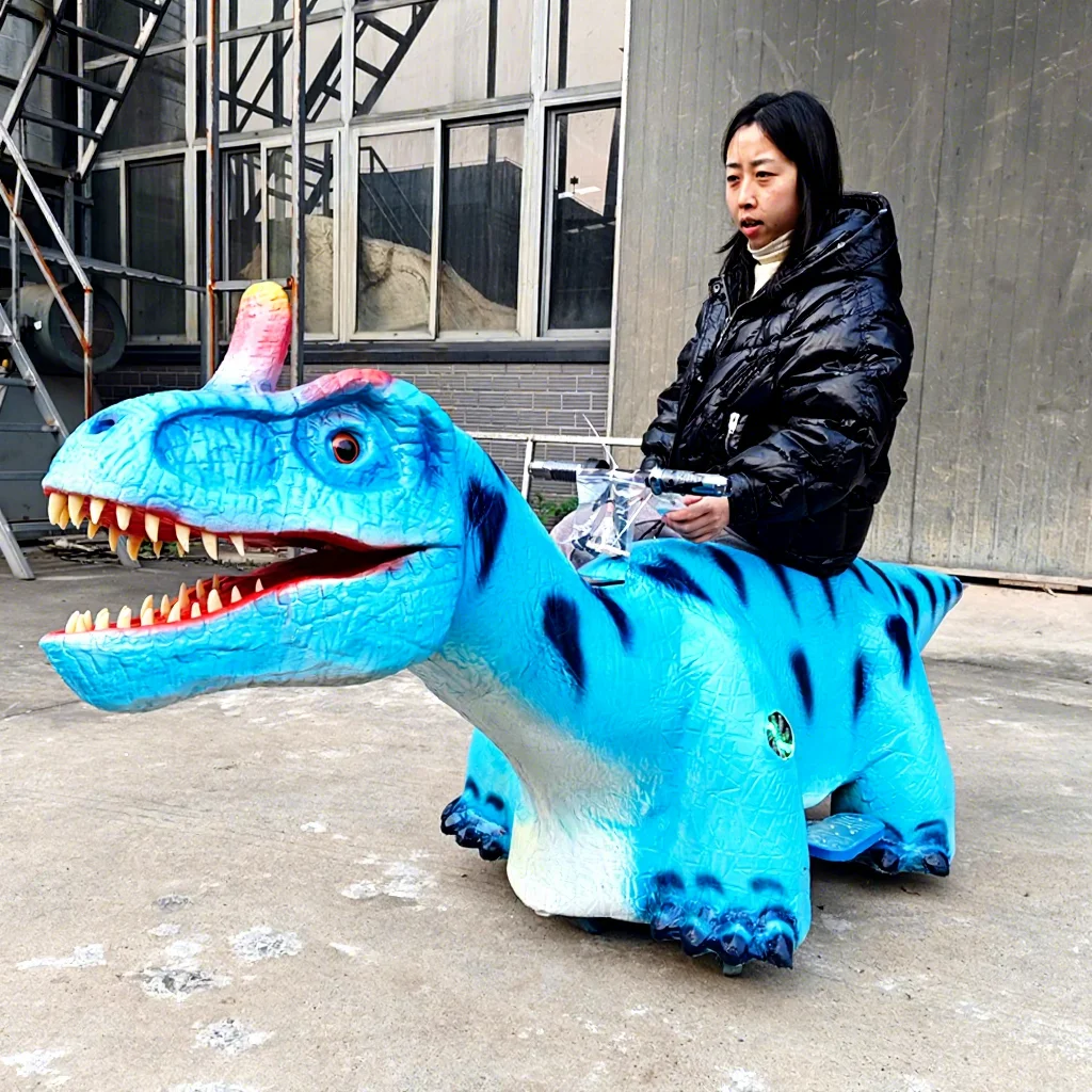 12V20AH*2 Coin-operated Electrico Blue Dinosaurios Scooter Soft Seat Kids Ride on Dinosaur Car for Commercial Center Indoor Use