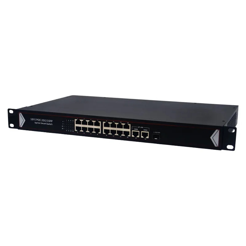 10/100Mbps 16 Port PoE With 2 Gigabit RJ45 1 SFP Port 260W Power Over Ethernet 1U Rackmount POE Switch details