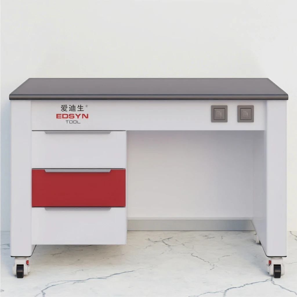 Basic Laboratory Bench Modern Industrial Design Ceramic Tabletop Epoxy Resin Coated Durable Workbench with Metal Panel
