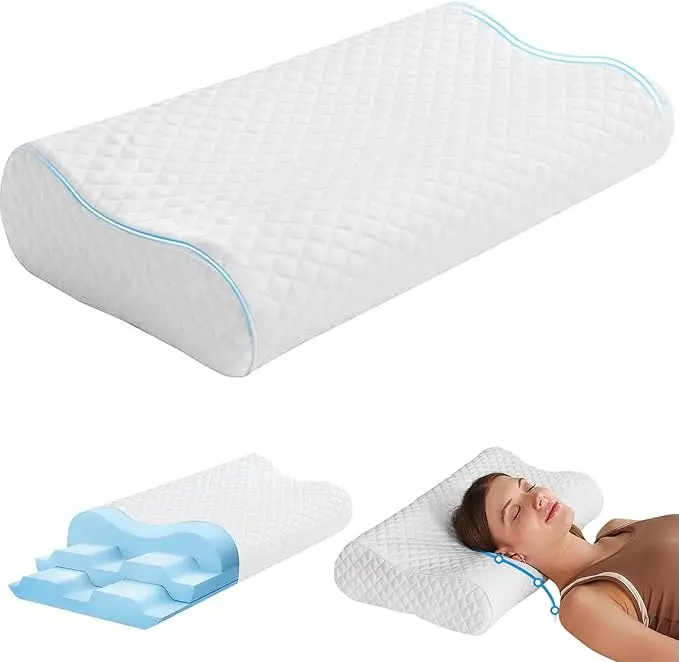 Wholesale Customized OEM Adjustable High Quality Soft Comfortable Wave Shape Sleeping Bed Memory Foam Pillow