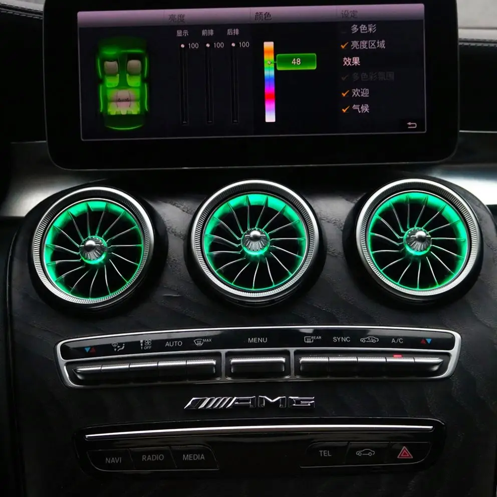 Mercedes Benz Cクラス 64色　エアベント C-Class W205 Ambient Light Air Vent - 3/12/64 Colors LED for