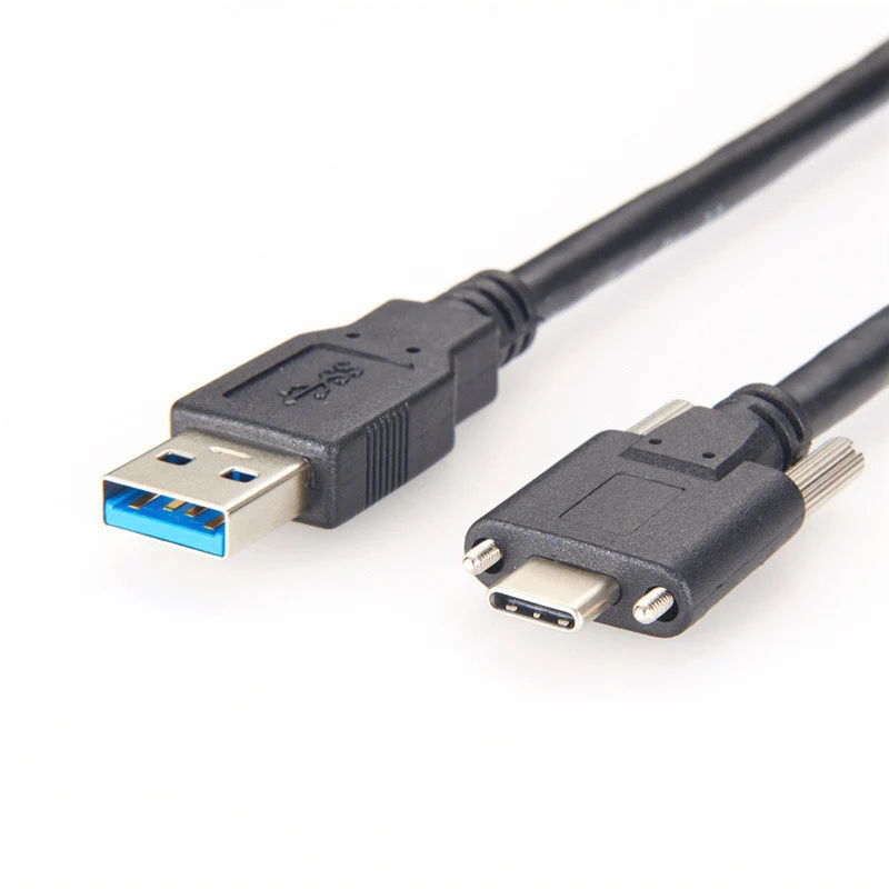 Screw Locking USB Cable 10Gbps - USB 3.2 Gen 2 to Thunderbolt 3 Cable