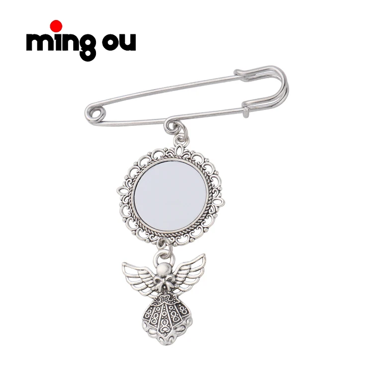 DIY Custom  Brooch Sublimation Metal Brooch with Angel wings