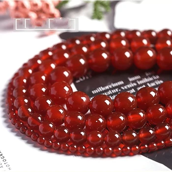 Red Agate Beads Loose Gemstone Round Agate Onyx Stone Beads Bracelet Bead For Jewelry Making