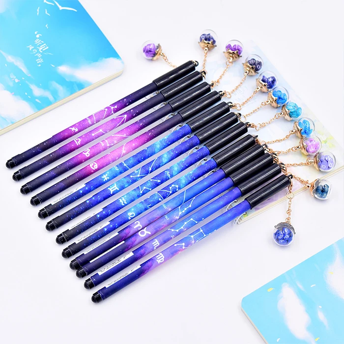 Black Constellation 12 Pcs/set Gel Pens Erasable Pens 0.5mm Black Blue Ink  Office & School Penscute Pens, Sign Pen, Gel Pen, Pens,stationary 