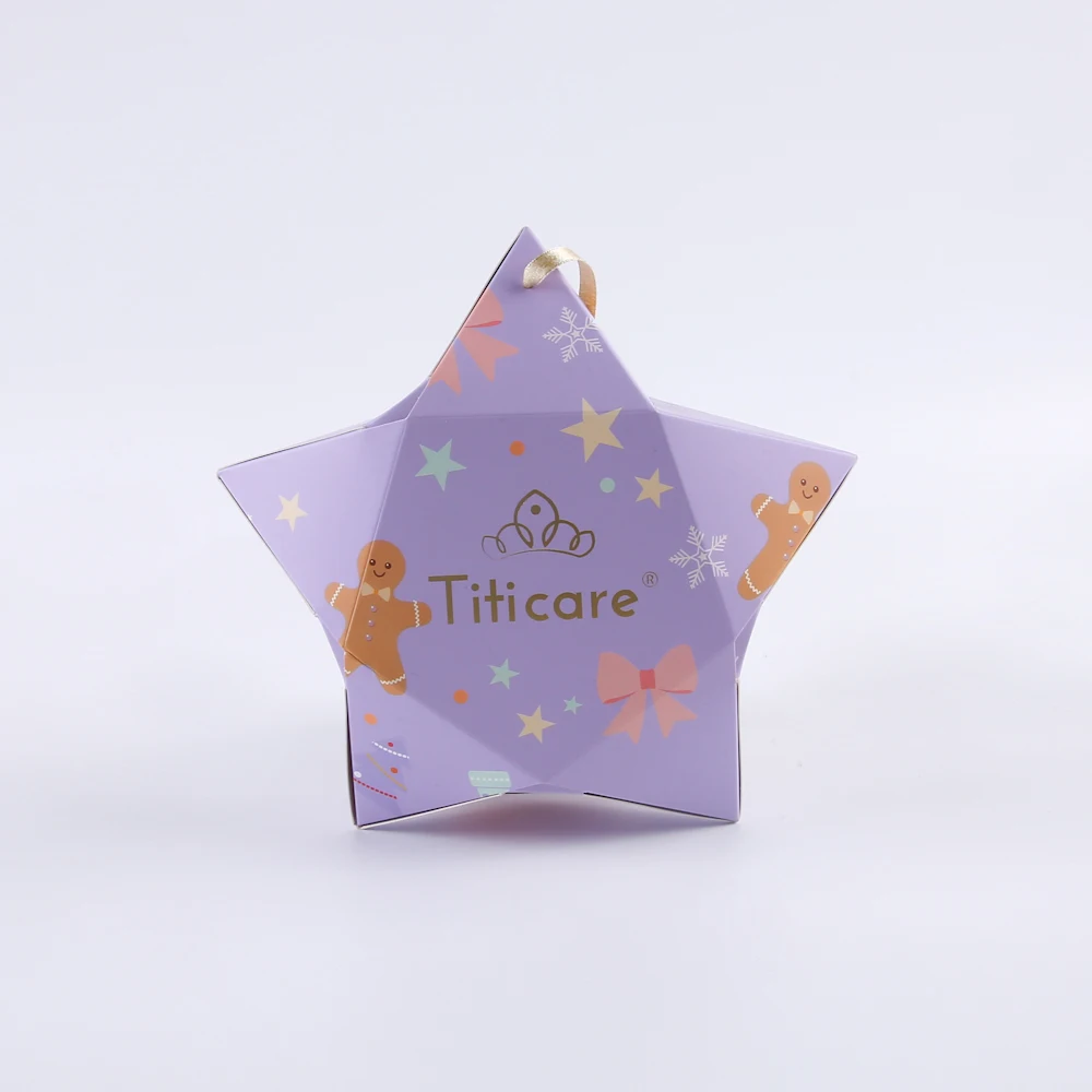 Star Shape Paper Gift Packaging Box with Ribbon for Christmas 