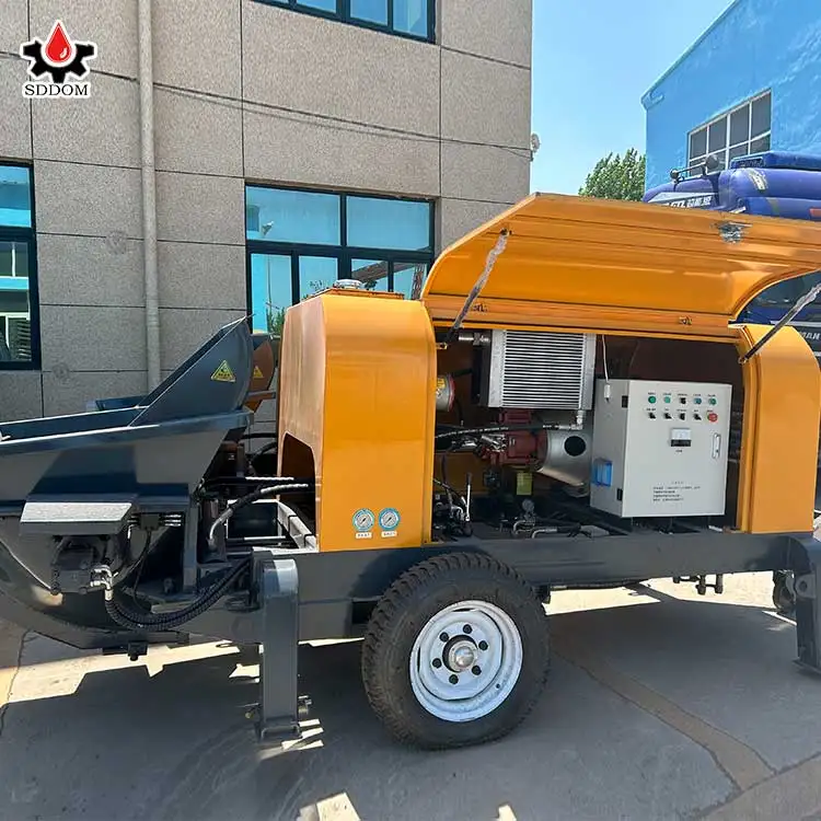 SDDOM Factory Small Concrete Pump diesel Mini Concrete Pump Trailer for Sale