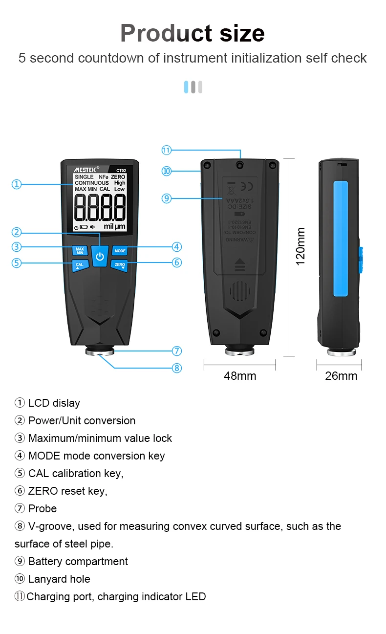 Digital Car Paint Film Coating Thickness Gauge Meter Tester Instrument ...
