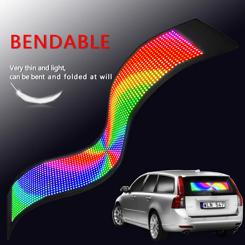 Flexible LED Car Message Display Pixel LED Matrix Panel APP Programmable Scrolling Pattern Animation Image Digital Signs for Car
