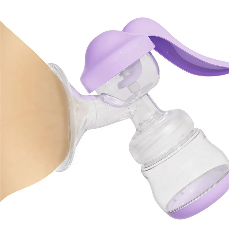 Single-Use Silicon Manual Breast Pump Color Box Woman Breast Milk Collector with Manual Drive Print Pattern for Breastfeeding
