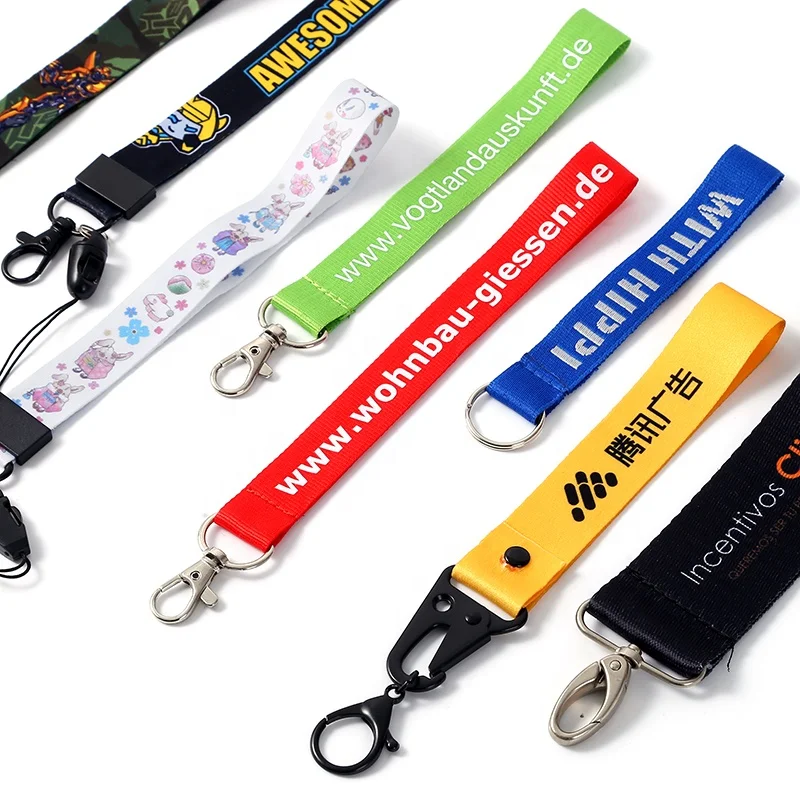Personalized Custom Key Holder Wristlet Lanyard Polyester Wrist Key Chain  Strap Short Lanyard Keychain