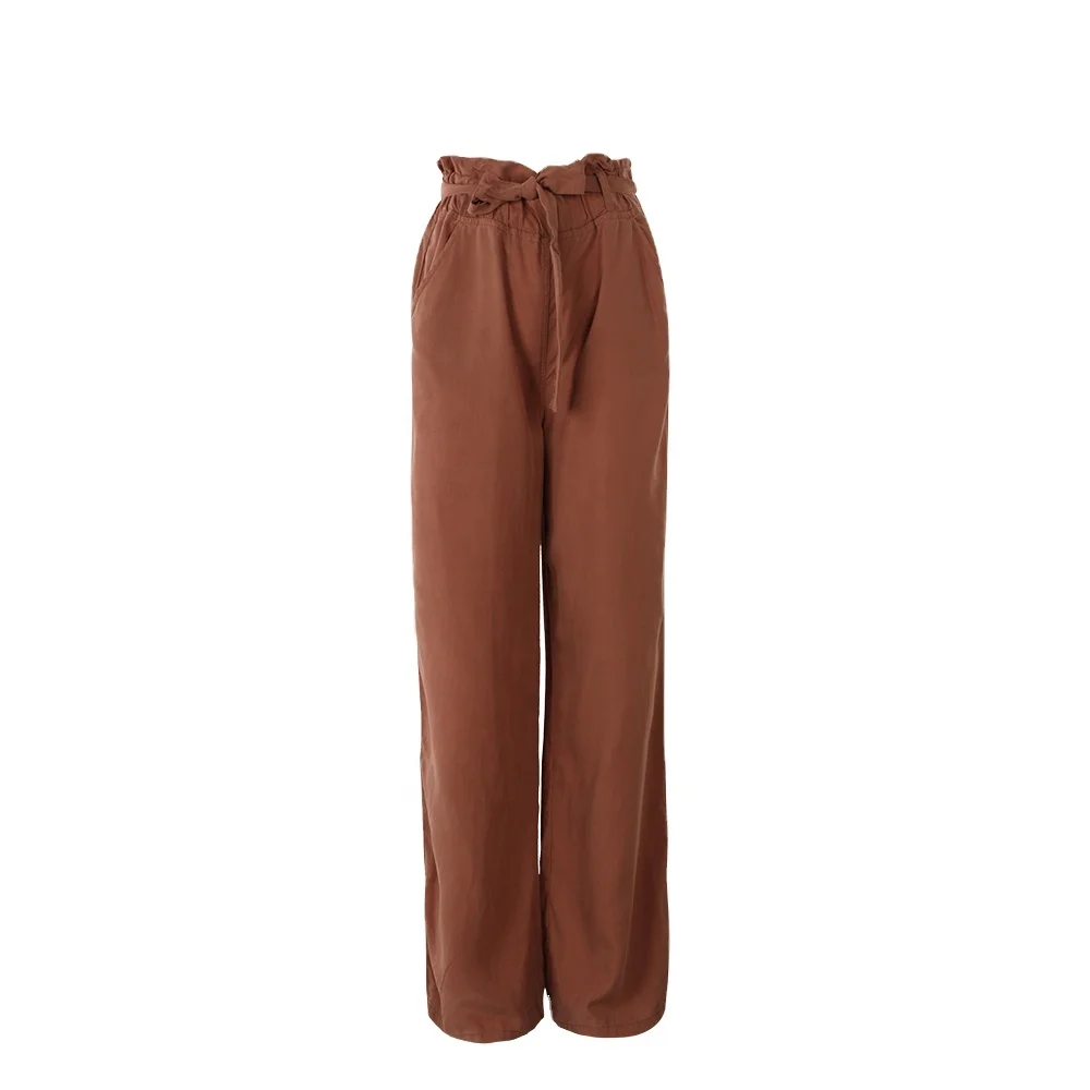 Factory Supplier Funny Elastic Waist Long Brown Lyocell Sashes Fashion  Ladies Casual Pants - Buy Ladies Casual Pants,Fashion Pants,Brown Pants  Product on 