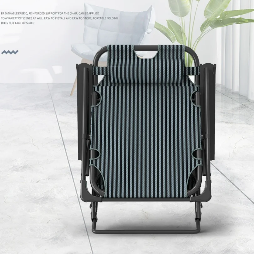 Adjustable Folding Steel Oxford Cloth Lounge Chair Dualpurpose Chair Foldable Bed With Soft