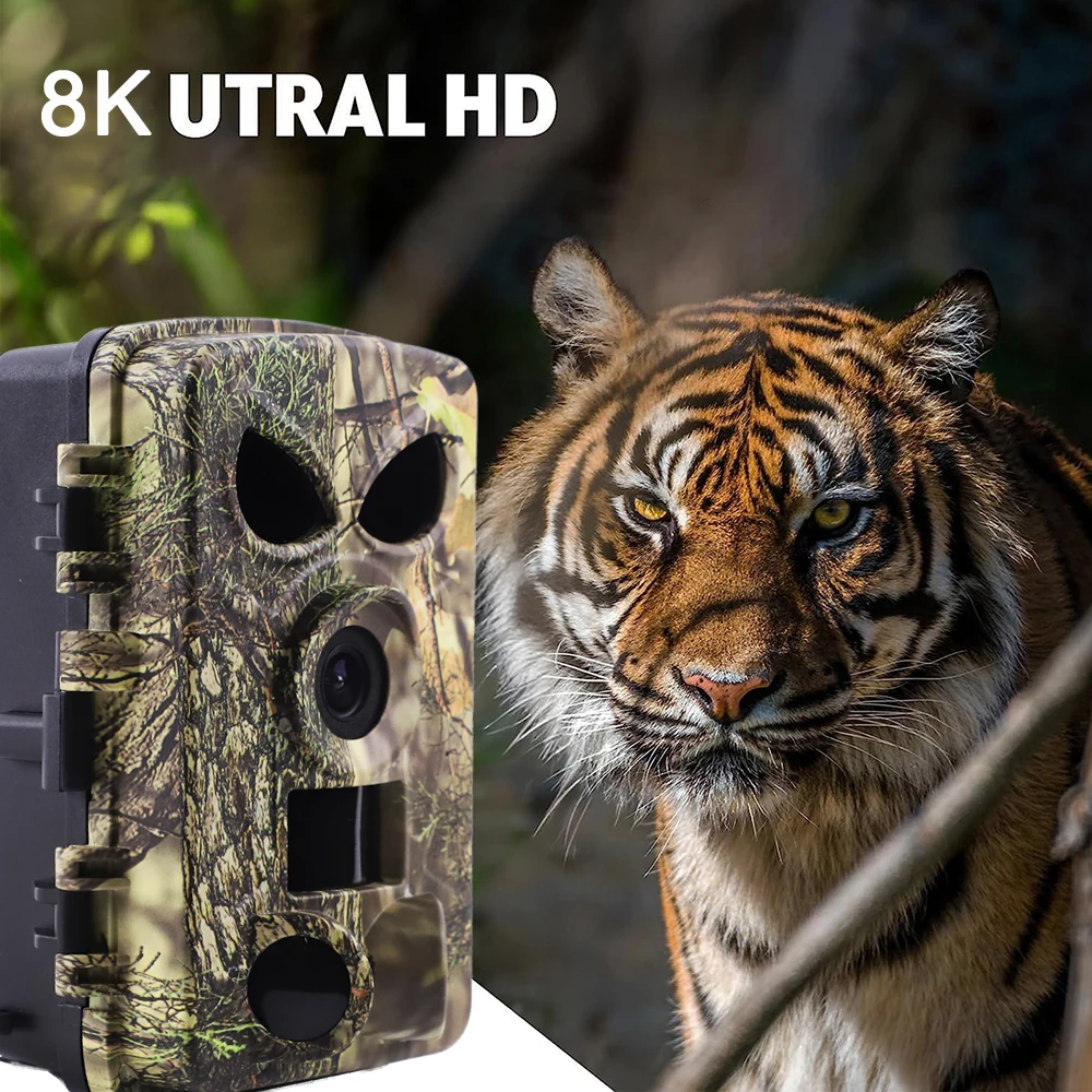 2024 High Quality Support APP 8K WIFI  600MP Trail Camera Trap Hunting Camera Wildlife Photo Traps for Outdoor Security