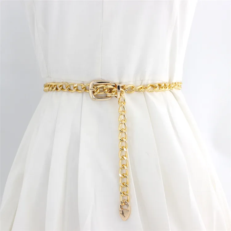 Metal Chain Women Belt Gold Silver Waist Chain Dress Jean Waistband  Accessories