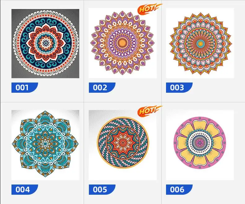 6pcs Mandala Diamond Painting Coaster Set (With Stand) C