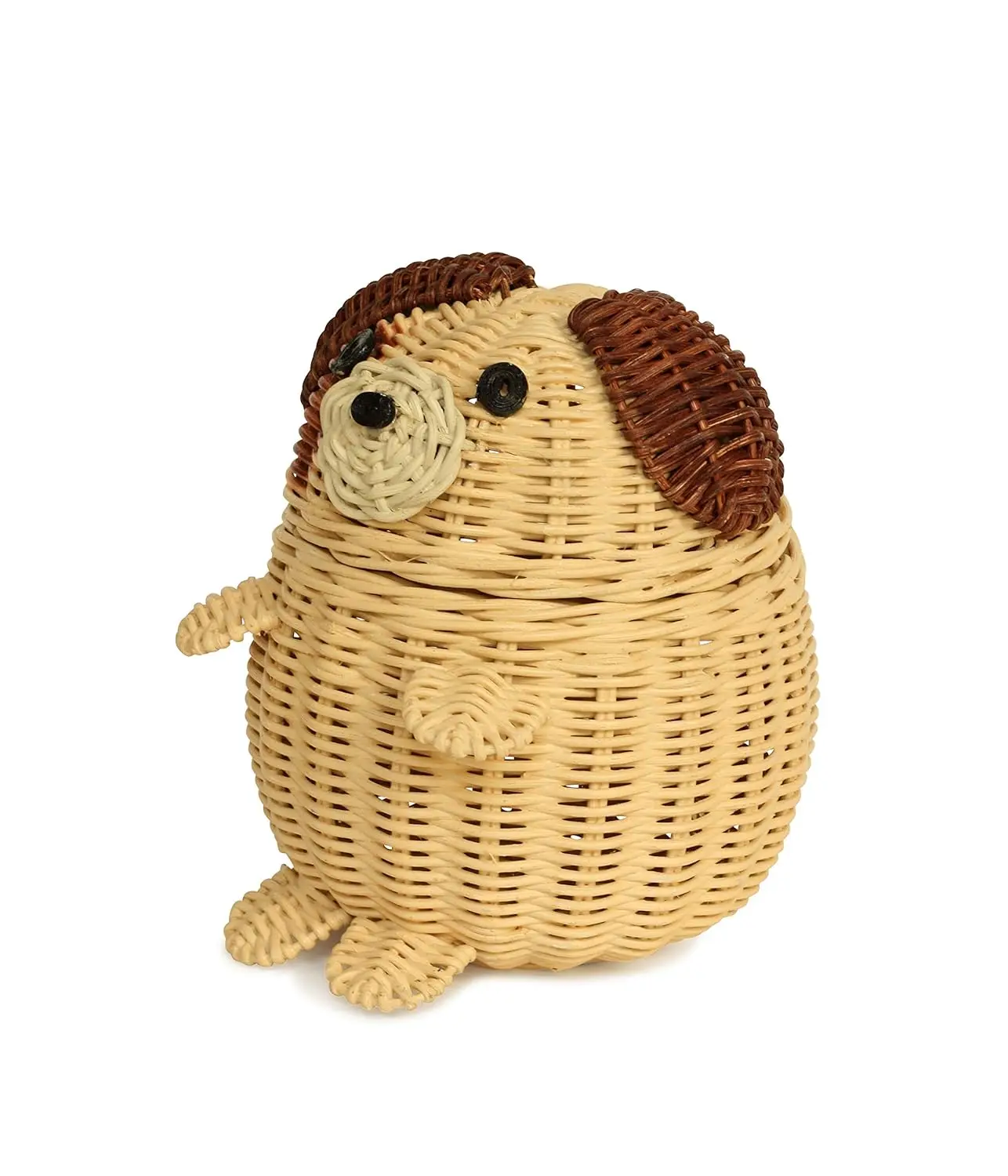 HT Cute Handmade Handcraft Rattan Storage Basket Kids Animal With Lid Decorative Home Decor Dog Organizer