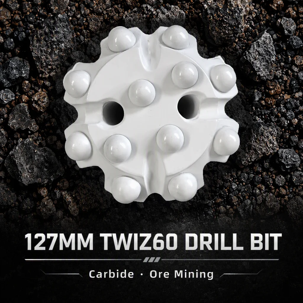 ZZST 127mm TWIZ60 Forged Carbide Drill Bit with Drop Center/Recess Face Thread Retract Button for Ore Mining