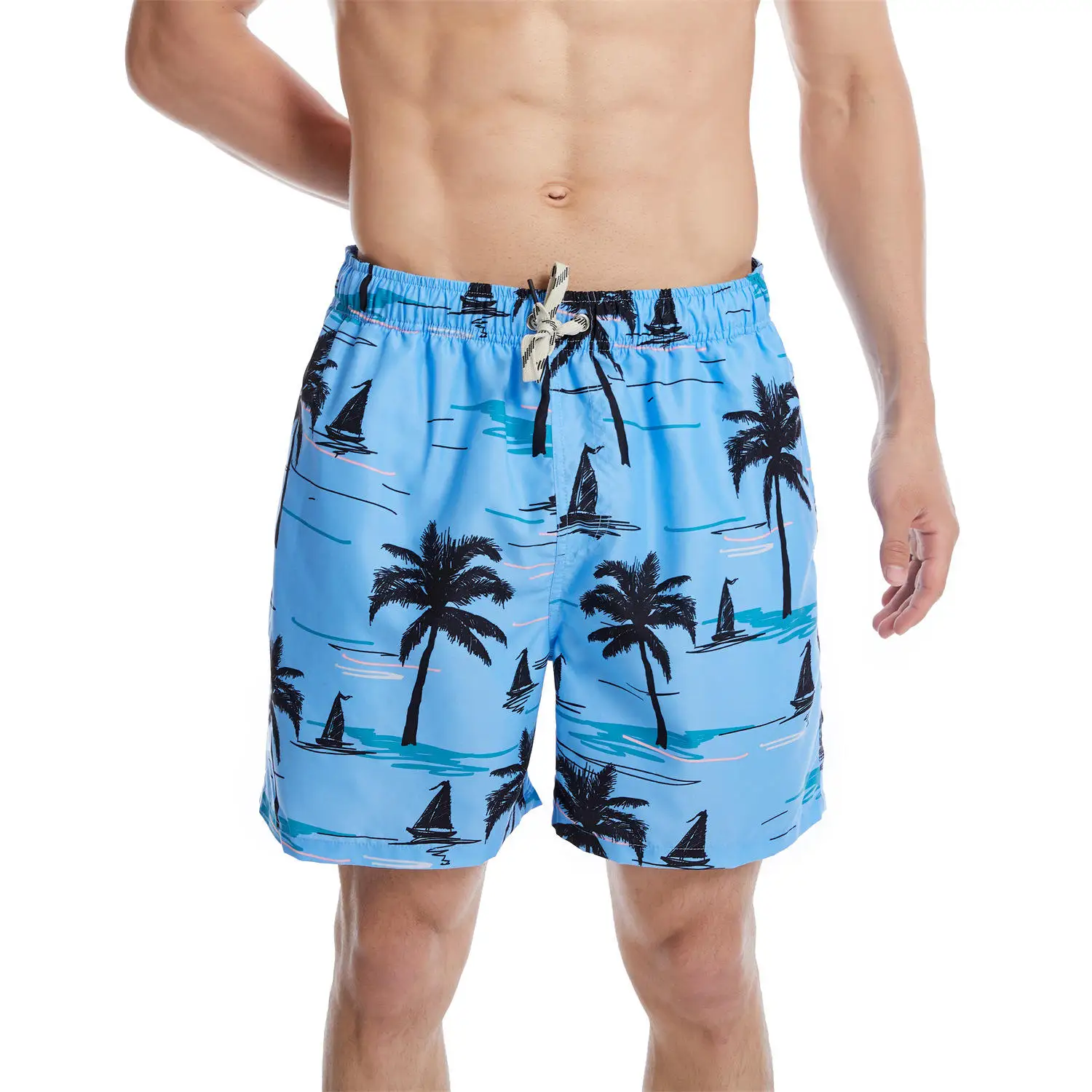 Summer Custom Logo Polyester Men Swim Trunks Quick Dry Outdoor Beach Shorts Board Shorts Swimwear for Men