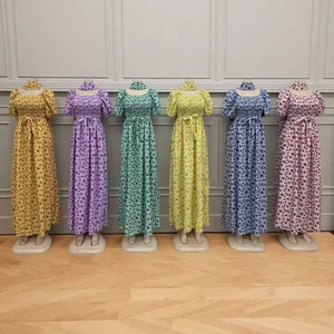 Wholesale Summer Vintage Women's Printed Embroidery African Muslim Casual Short Sleeve Dress