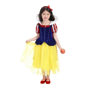 Tailored Girls Christmas Snow White Velvet Princess Dress with Glitter Tulle Skirt for Birthday Party