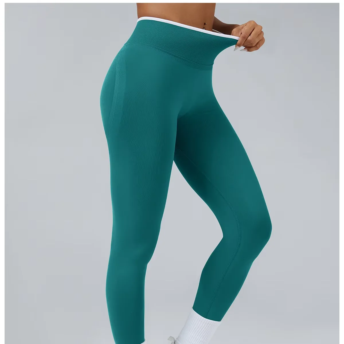 High Waist Seamless Peach Hip Yoga Pants Quick-Dry Fitness Leggings Elastic Waist Solid 