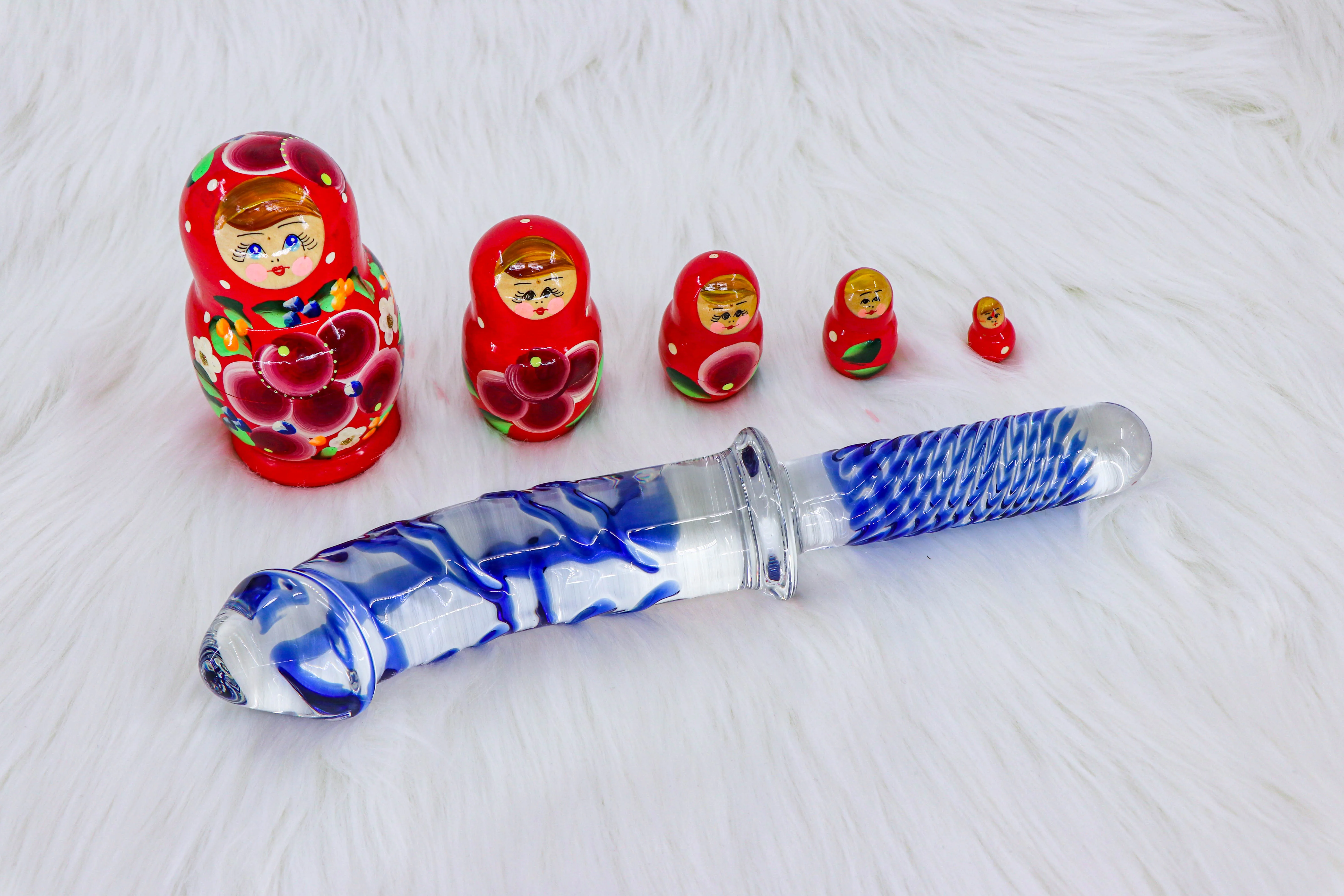 Big Simulation Dildo Blue Large Glass Anal Plug