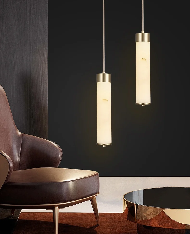 Led Modern Chandelier Alabaster Pendant Light Marble Chandelier Luxury Lights for Bedside