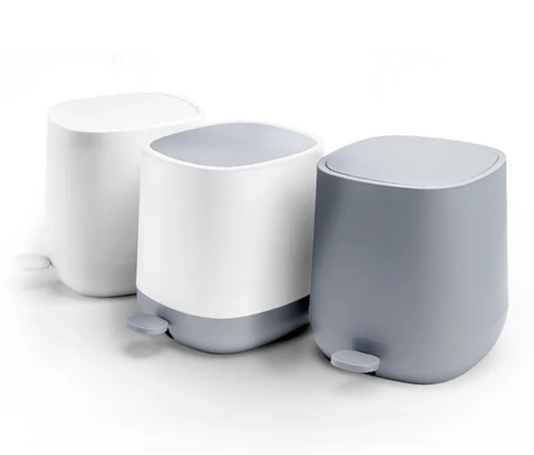Minimal Trash Can with ABS Outer Cylinder and PP Inner Bucket, 7L Foot Pedal Garbage Bin with Soft Close Design, Ideal for Home