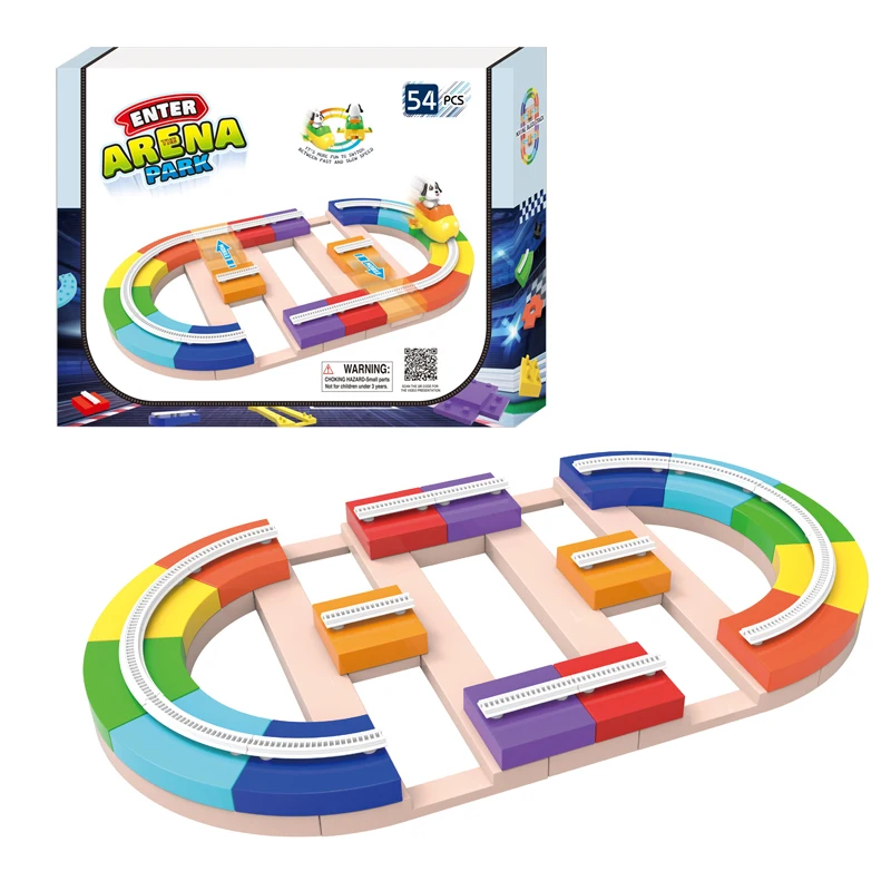 Moving Runway 54pcs Diy Assembled Race Track Toy Car Set  HN927512