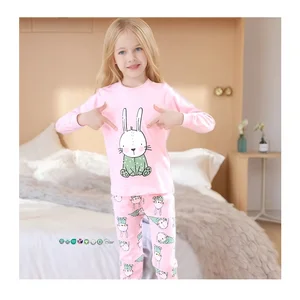 100 Cotton Nightwear Homewear Cartoon Printed Sleepwear Pajamas Kids Baby Girls Pajamas 2pcs Set
