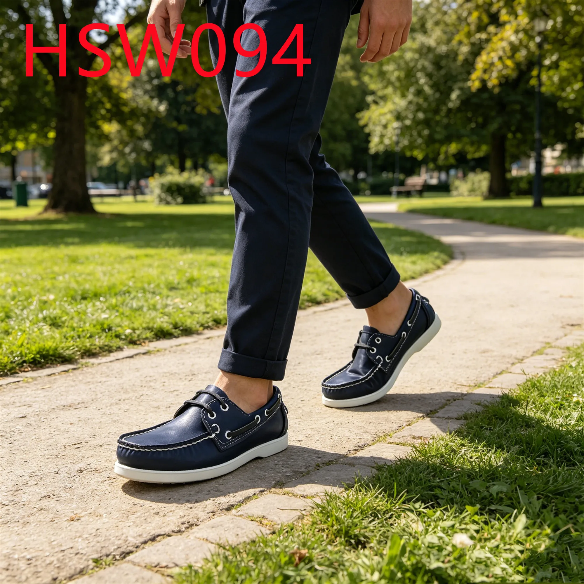 HY,Weekend Escape No Grinding Feet Hand-made Washed Blue Boat Shoes Hua Singh Size 27-47 Available All-match Loafer Shoes HSW094
